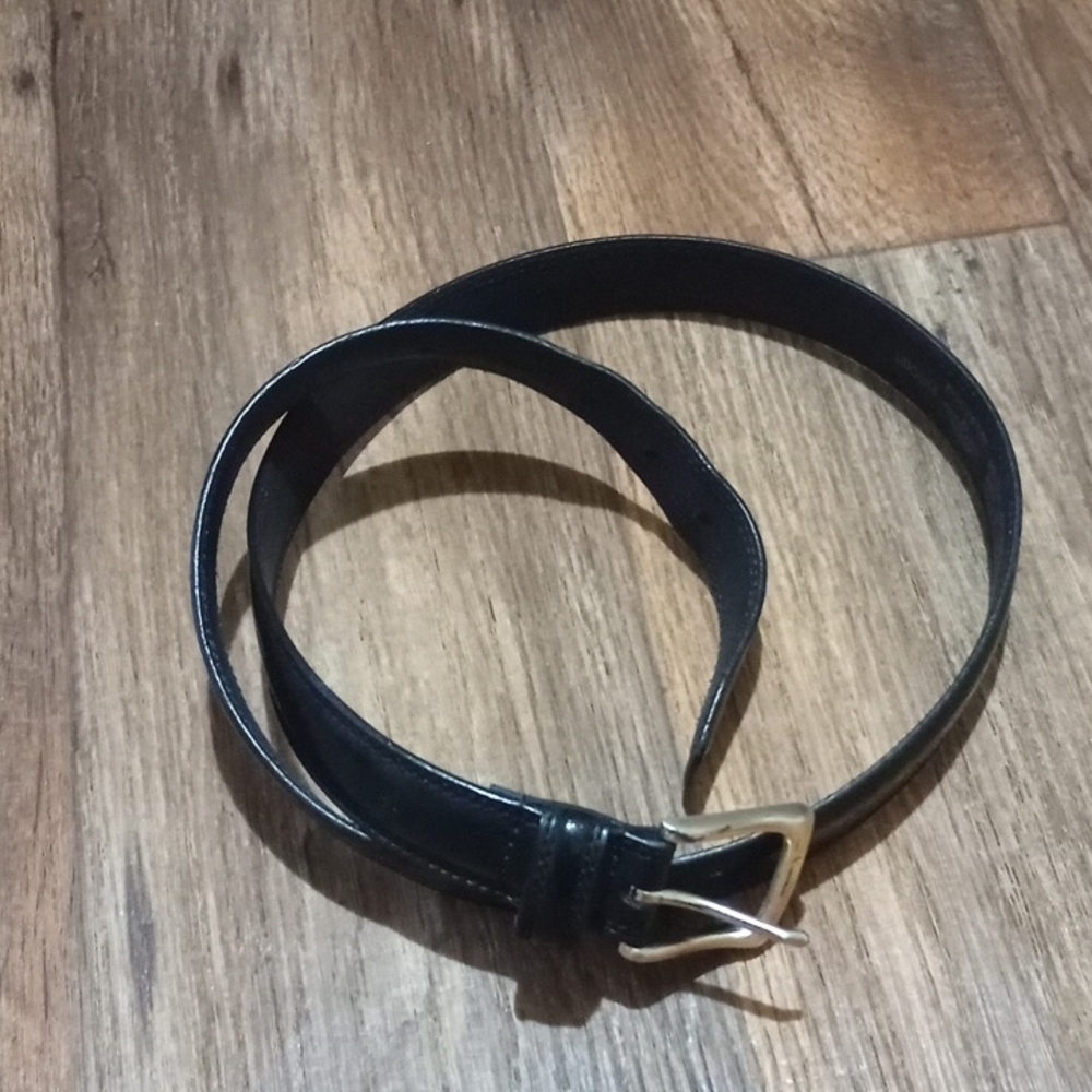 Men's Dockers Black Genuine Leather Belt With Silver Buckle Classic Vintage